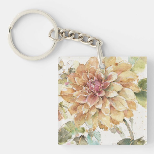 Orange Dahlia Key Ring (Front)