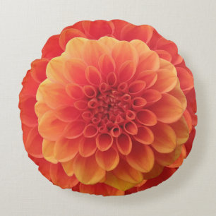 Orange Dahlia Round Cushion