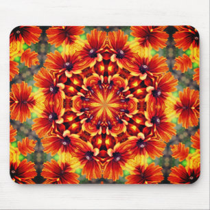 Orange Daisies Abstract Flower Art Mouse Pad