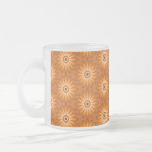 Orange daisies in 70s style frosted glass coffee mug