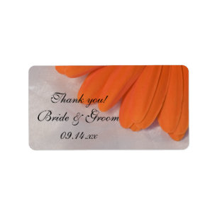 Orange Daisy and Satin Wedding Thank You Favor Tag
