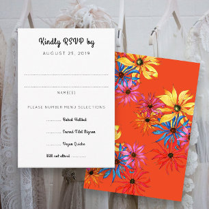 Orange Daisy Art RSVP With Entrées Enclosure Card