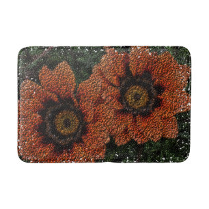 Orange Daisy Balls Bath Mat