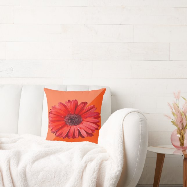 Orange Daisy Botanical  Cushion (Couch)