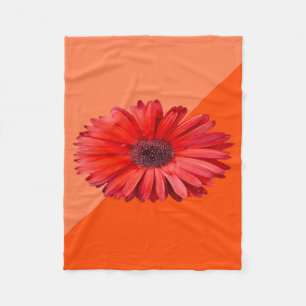 Orange Daisy Colorblock  Fleece Blanket