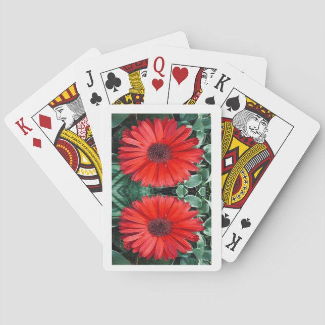 Orange Daisy Floral Playing Cards (Back)