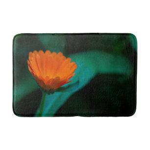 Orange daisy flower bath mat