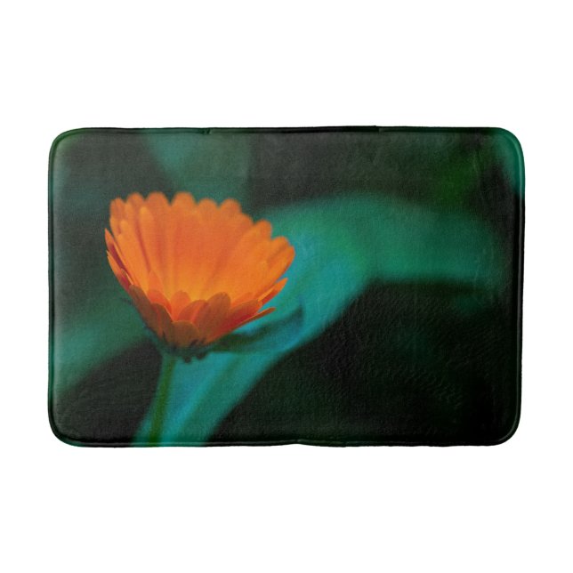 Orange daisy flower bath mat (Front)