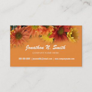 Orange daisy flower elegant business cards. card