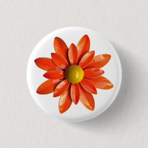 Orange Daisy Flower - Floral Spring Summer Garden 3 Cm Round Badge