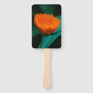 Orange daisy flower hand fan