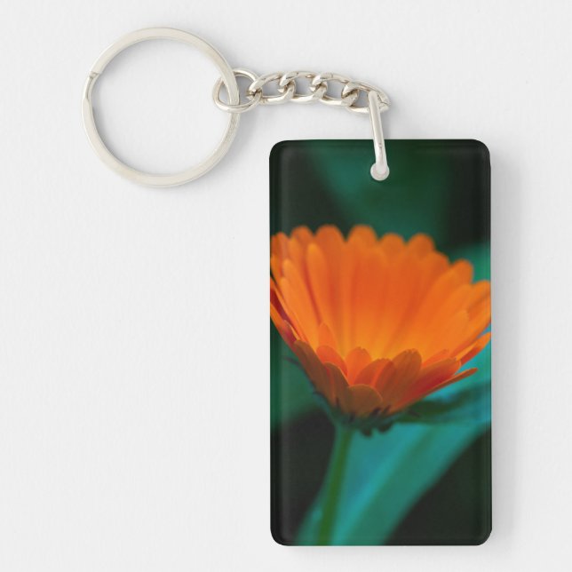 Orange daisy flower key ring (Front)