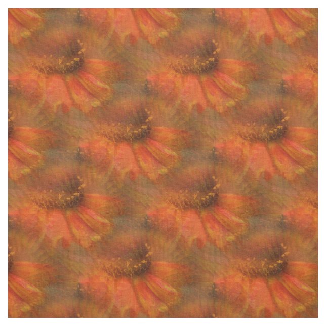 Orange Daisy Flower Nature Art Pattern Fabric (Swatch)