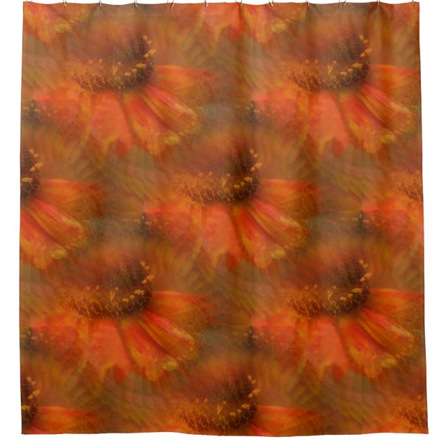 Orange Daisy Flower Nature Art Pattern  Shower Curtain (Front)