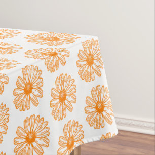 Orange Daisy Flower Print, Vintage Floral Pattern Tablecloth