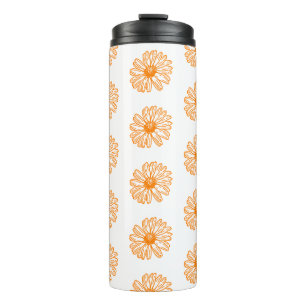 Orange Daisy Flower Print, Vintage Floral Pattern Thermal Tumbler