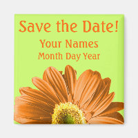 Orange Daisy Flower Save The Date Custom