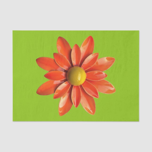 Orange Daisy Flower Spring Summer Floral BIG Tissue Paper (Front)