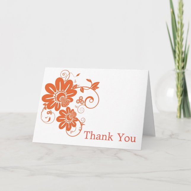 Orange Daisy Flower Thank You Card (Front)