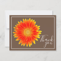 Orange Daisy Flower With Brown Backdrop Thank You