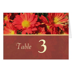 Orange daisy flowers dinner table number card