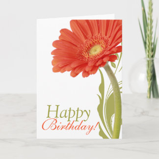 Orange Daisy Happy Birthday Card Blank Inside