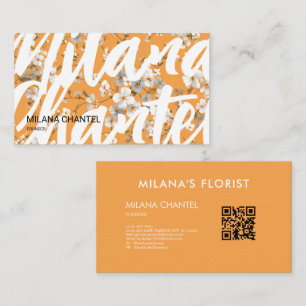 Orange Daisy Modern Trendy Flower Florist Business Card