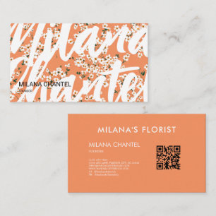 Orange Daisy Modern Trendy Flower Florist Business Card