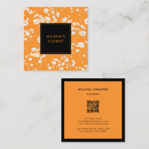 Orange Daisy Modern Trendy Flower Florist Square Business Card