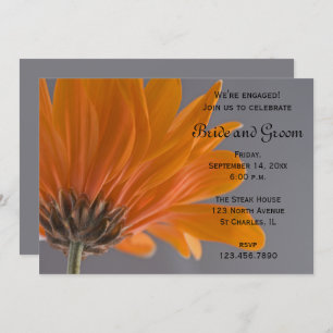 Orange Daisy on Grey Engagement Party Invitation