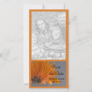 Orange Daisy on Grey Wedding Save the Date