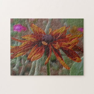 Orange Daisy Pencil Flower Art  Jigsaw Puzzle