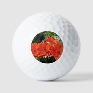 Orange Daisy Photo Monogram Golf Balls