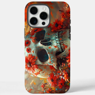 Orange Daisy Skull iPhone 16 Pro Max Case