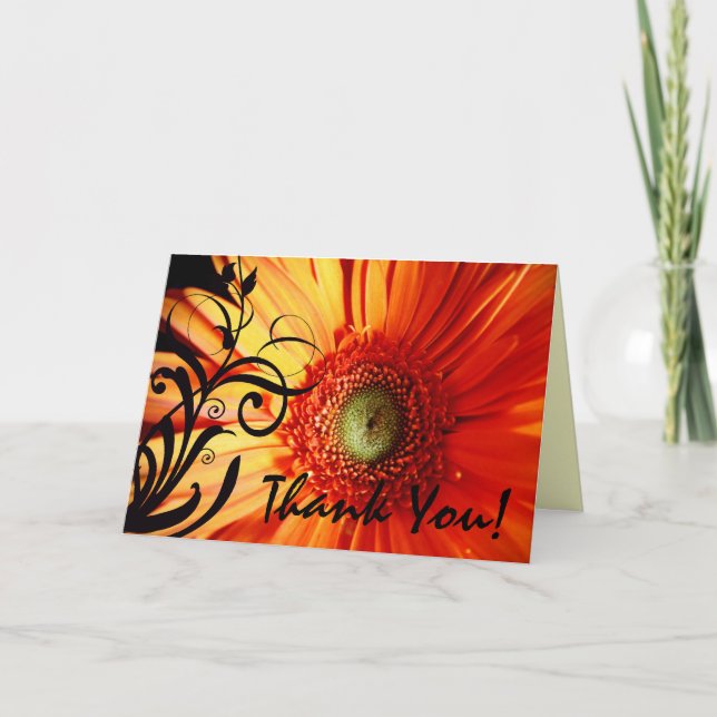 Orange Daisy Thank You Card (Front)