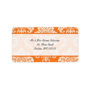 Orange Damask Customisable Address Labels