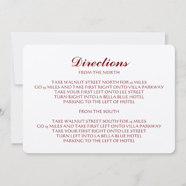 Orange Damask Directions Enclosure Card (Front)
