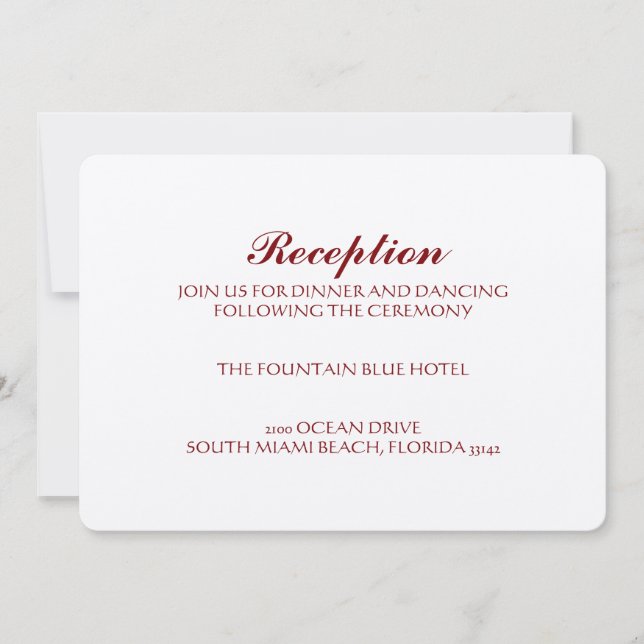 Orange Damask Reception Enclosure Card (Front)