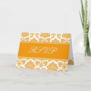 Orange Damask RSVP Card