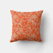 Orange Damask Swirl Pattern Cushion (Back)