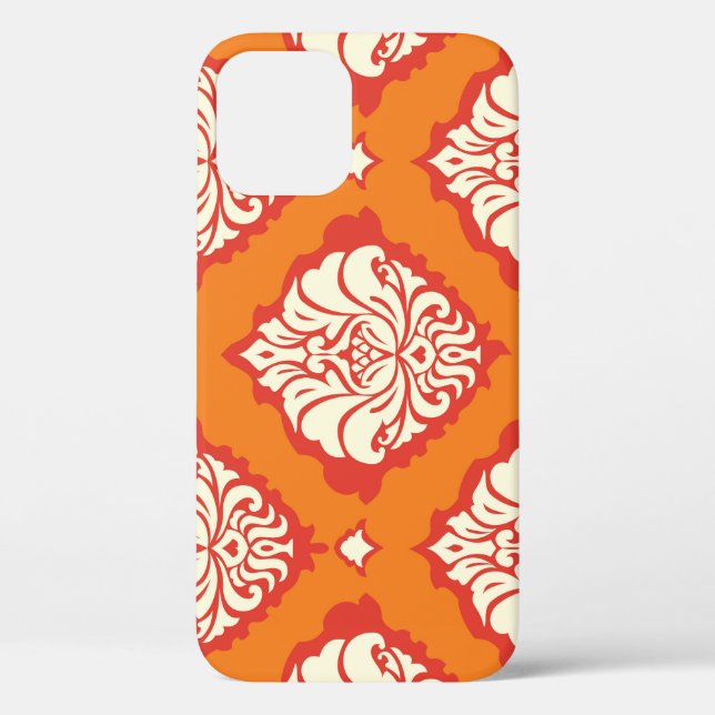 Orange damask wallpaper: floral seamless. Case-Mate iPhone case (Back)