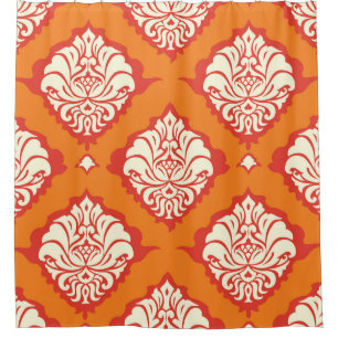 Orange damask wallpaper: floral seamless. shower curtain