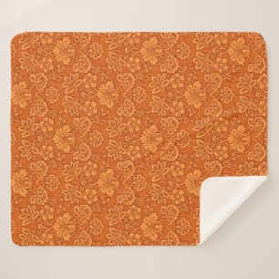 Orange Damask Wallpaper Pattern  Sherpa Blanket