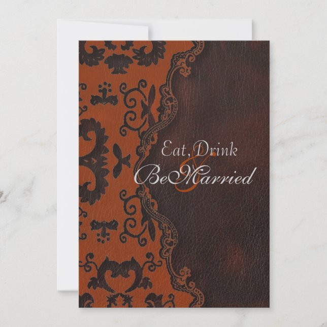 Orange Damask Western Rehearsal Dinner Invitations (Front)