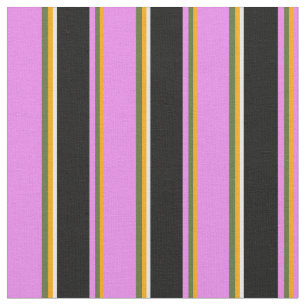 Orange, Dark Olive Green, Violet, Black & White Fabric