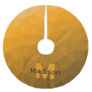 Orange dark ombre geometric mesh pattern Monogram Brushed Polyester Tree Skirt