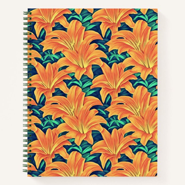 Orange Day Lilies with Green Leaves Journal  (Front)