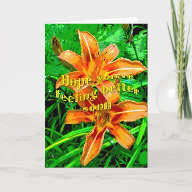 Orange Daylily Feel Better Soon Card (Front)