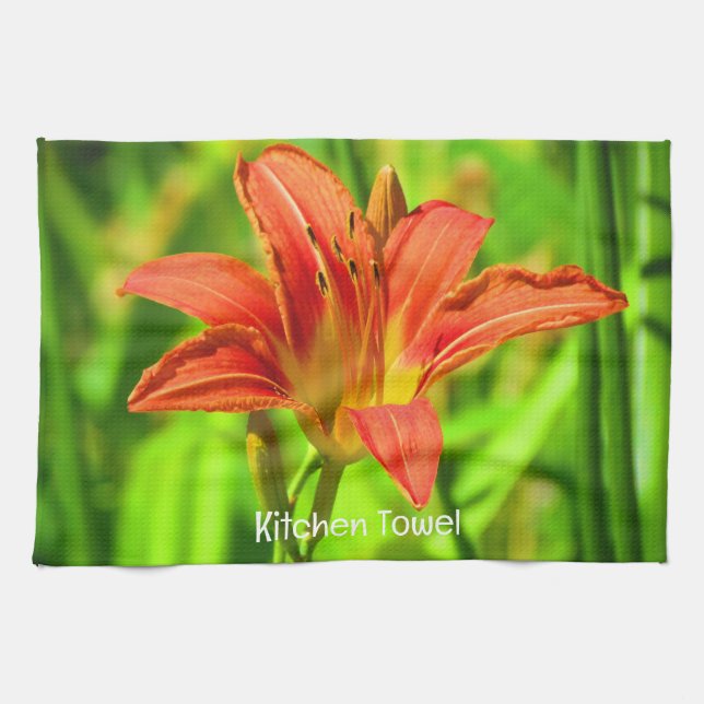Orange Daylily Kitchen Towel (Horizontal)