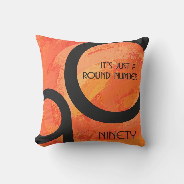 Orange Decade 90th Birthday Cushion (Front)